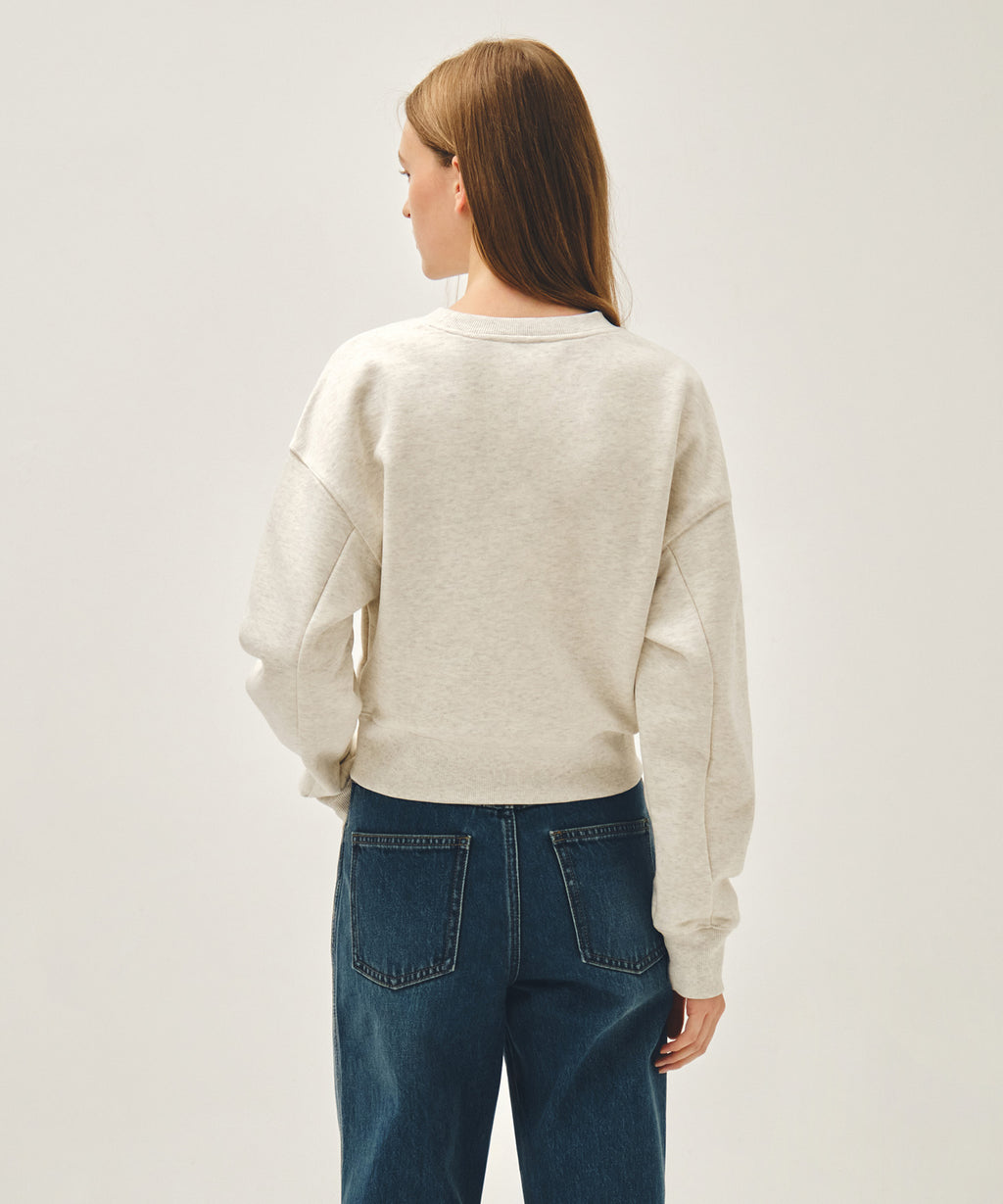Marithe & Francois Girbaud - Flower Classic Logo Crop Sweatshirt (Oatmeal) product image 3 | TRAB K-Fashion Australia