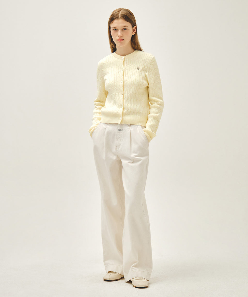 Marithe & Francois Girbaud - Low-waist Tuck Wide Denim Pants (Ecru) product image 5 | TRAB K-Fashion Australia