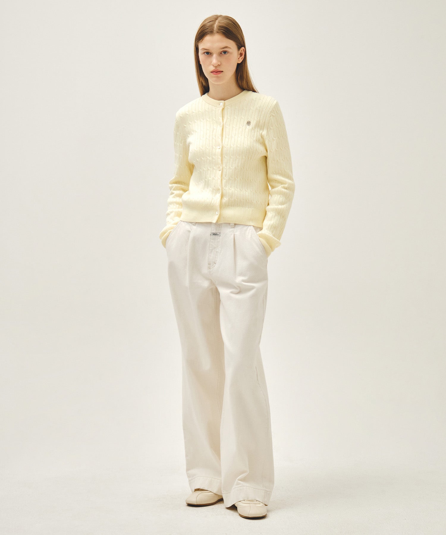 Marithe & Francois Girbaud - Low-waist Tuck Wide Denim Pants (Ecru) product image 5 | TRAB K-Fashion Australia