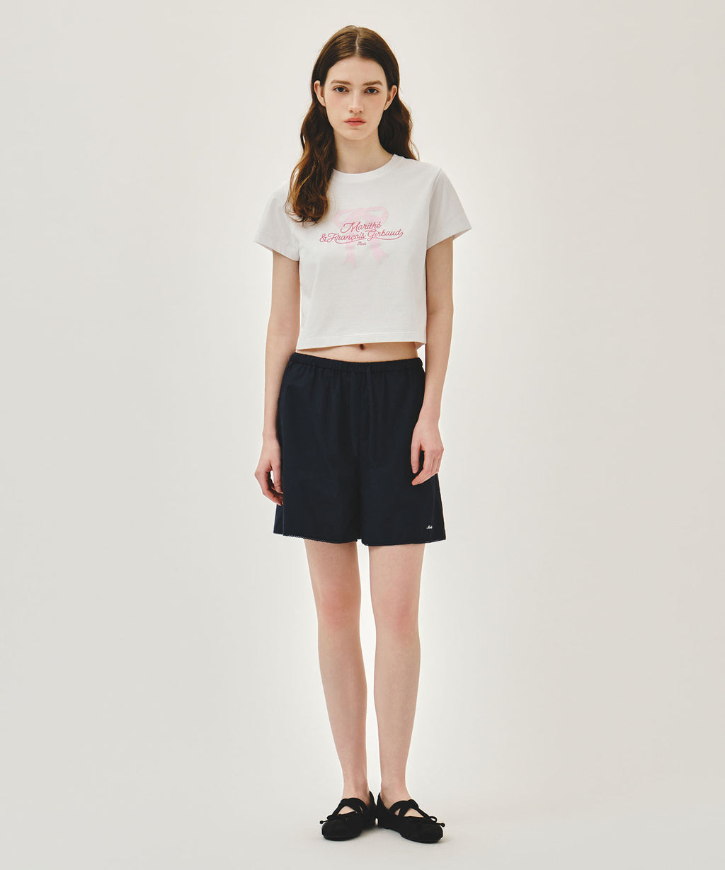 Marithe & Francois Girbaud - Lace Hem Shorts (Dark Navy) product image 3 | TRAB K-Fashion Australia