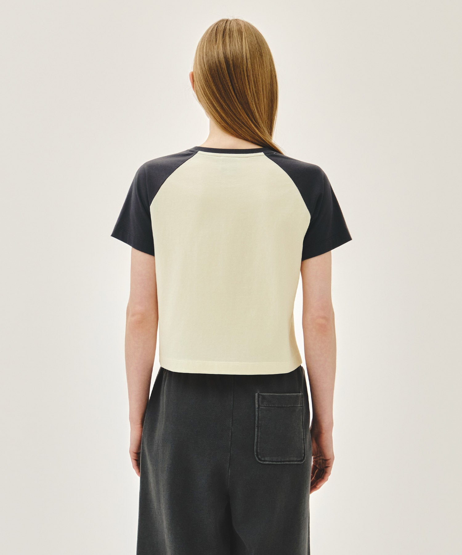 Marithe & Francois Girbaud - Small Regular Logo Raglan Crop Tee (Charcoal) product image 3 | TRAB K-Fashion Australia