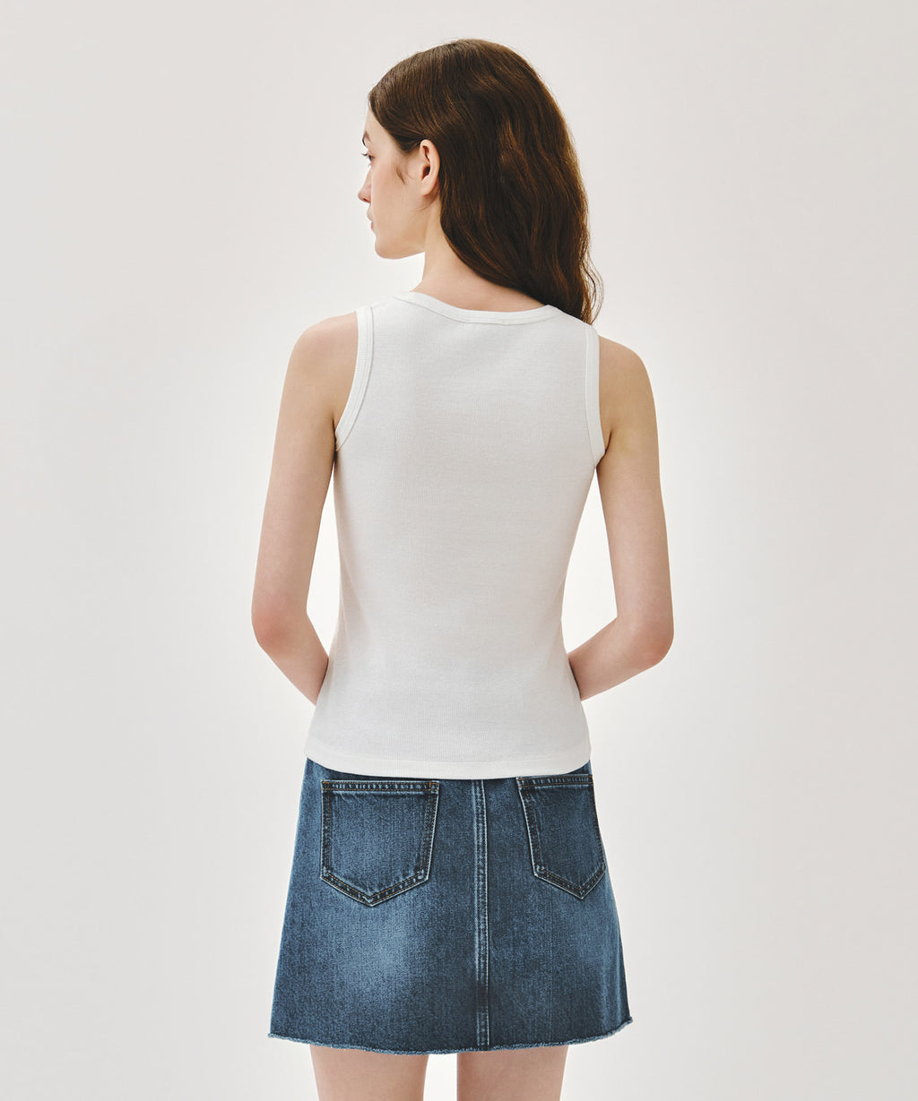 Marithe & Francois Girbaud - [Pre-order – Ships 2 Jul] Ribbon Classic Logo Sleeveless (White) product image 3 | TRAB K-Fashion Australia