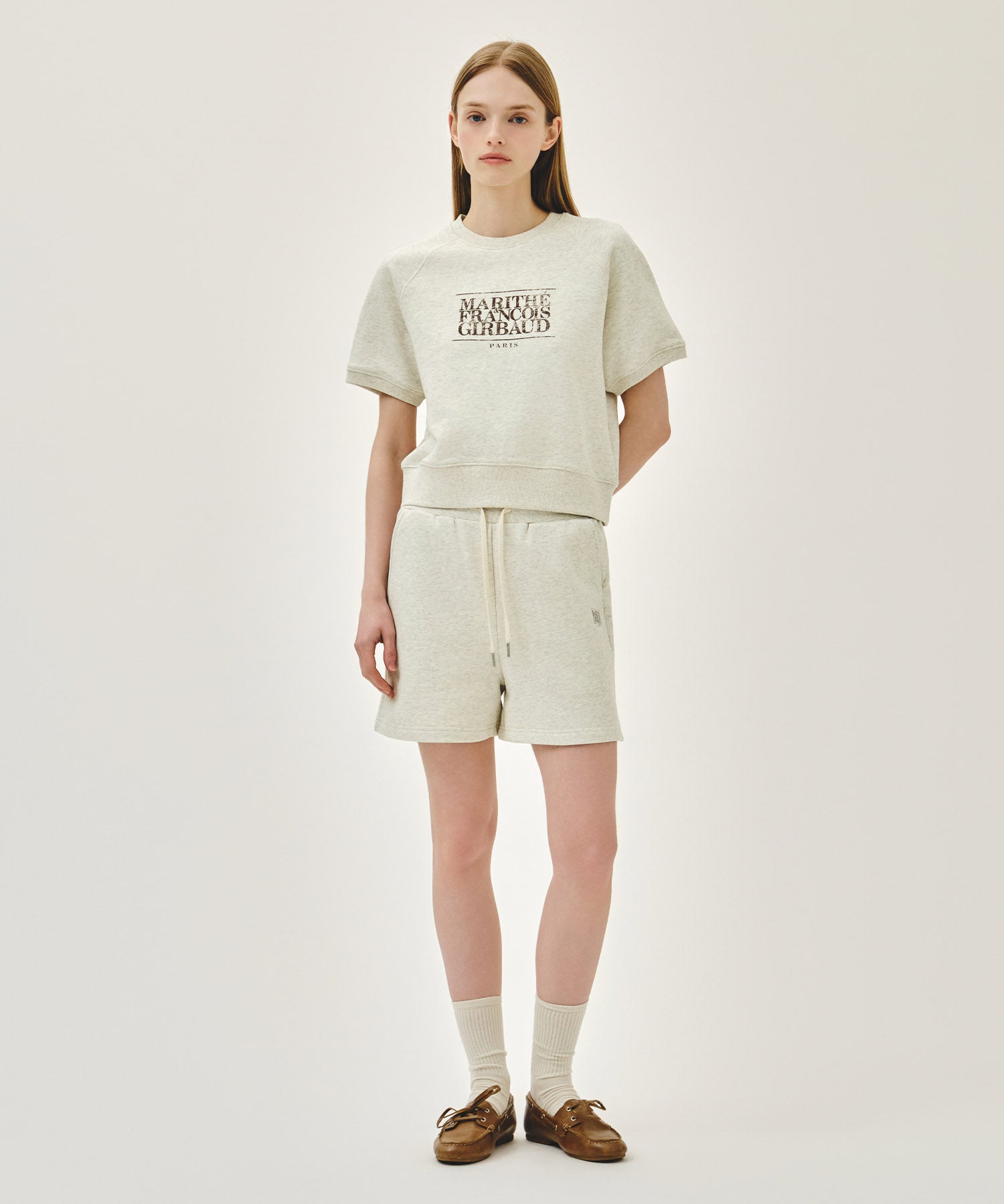 Marithe & Francois Girbaud - Vintage Classic Logo Sweat Shorts (Oatmeal) product image 3 | TRAB K-Fashion Australia