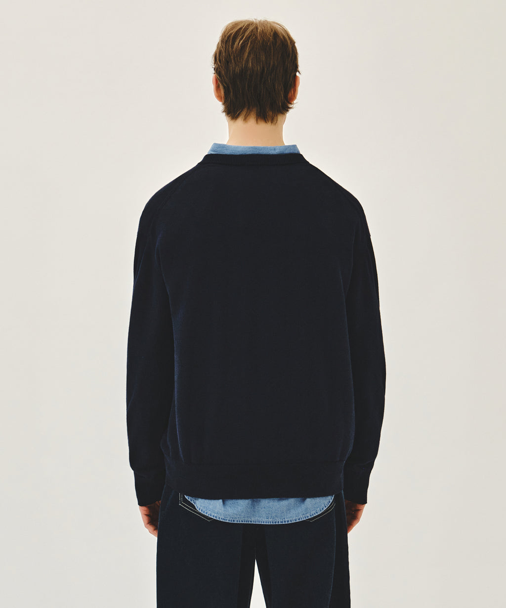 Marithe & Francois Girbaud - V-neck Knit Pullover (Navy) product image 3 | TRAB K-Fashion Australia