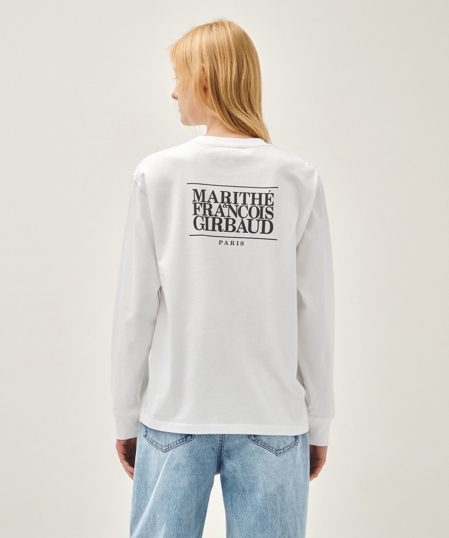 Marithe & Francois Girbaud - Back Classic Logo Long Sleeve Tee (White) product image 3 | TRAB K-Fashion Australia