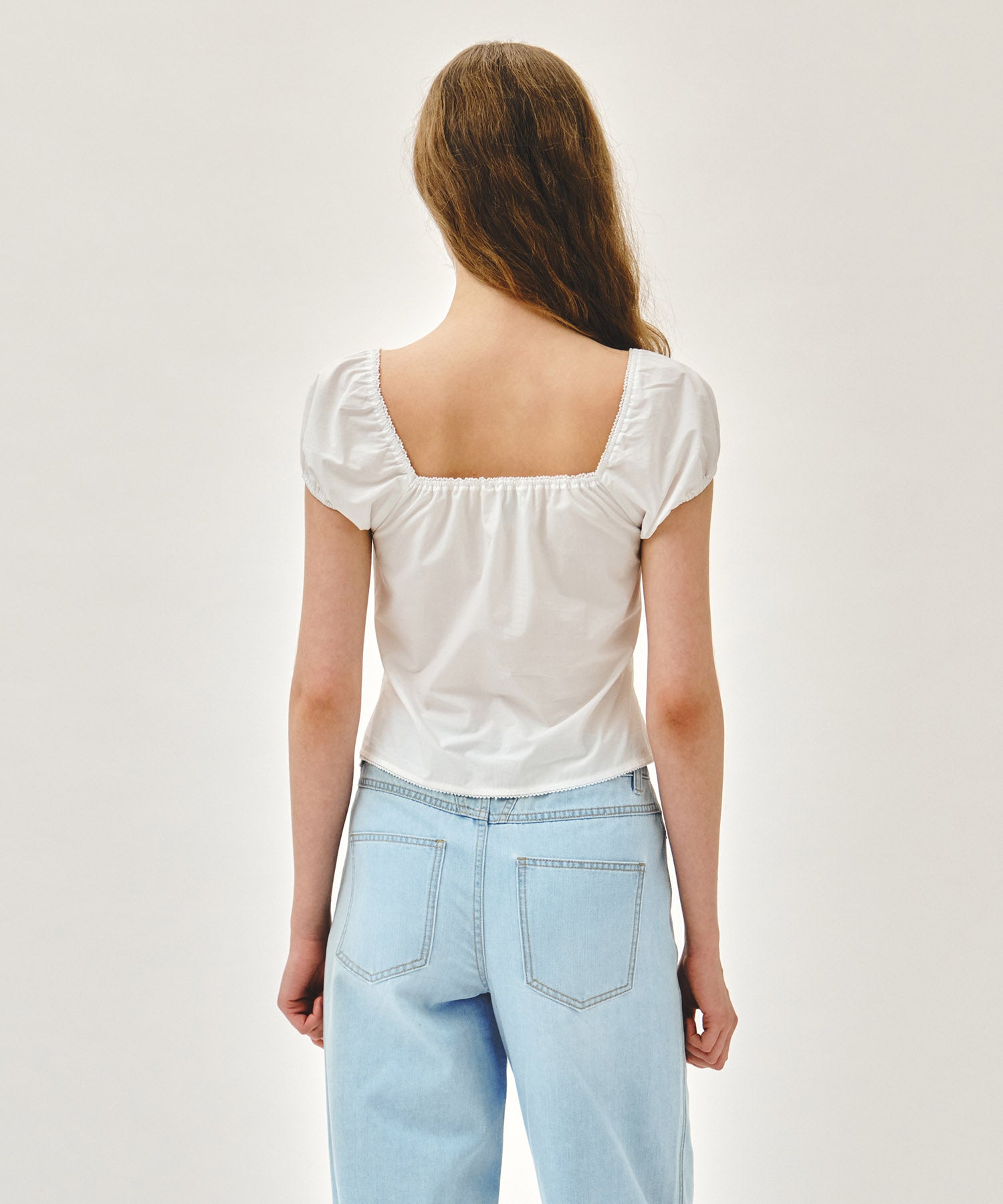 Marithe & Francois Girbaud - Cap Sleeve Ribbon Blouse (White) product image 3 | TRAB K-Fashion Australia