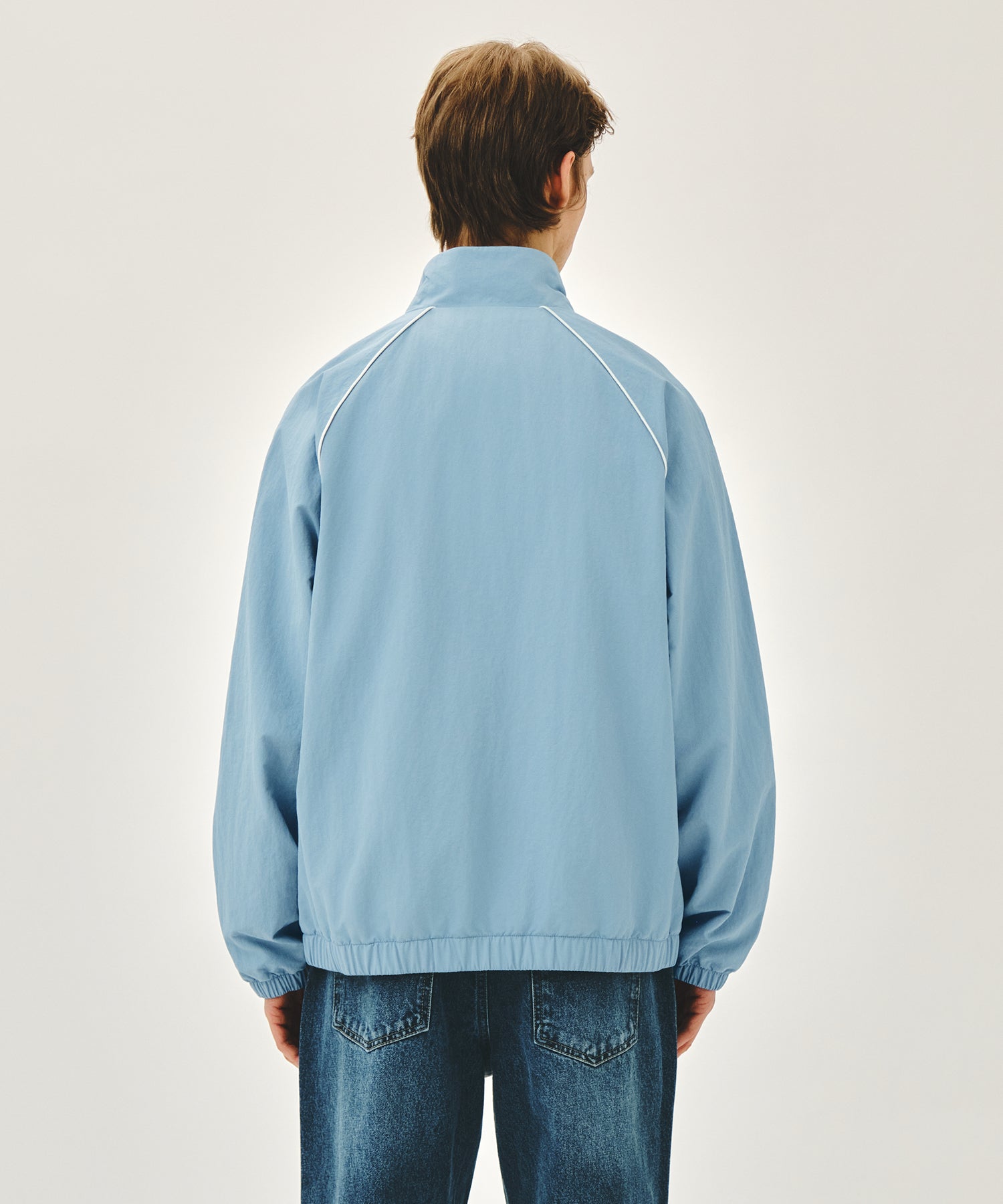 Marithe & Francois Girbaud - Classic Logo High Neck Wind Jacket (Ash Blue) product image 6 | TRAB K-Fashion Australia