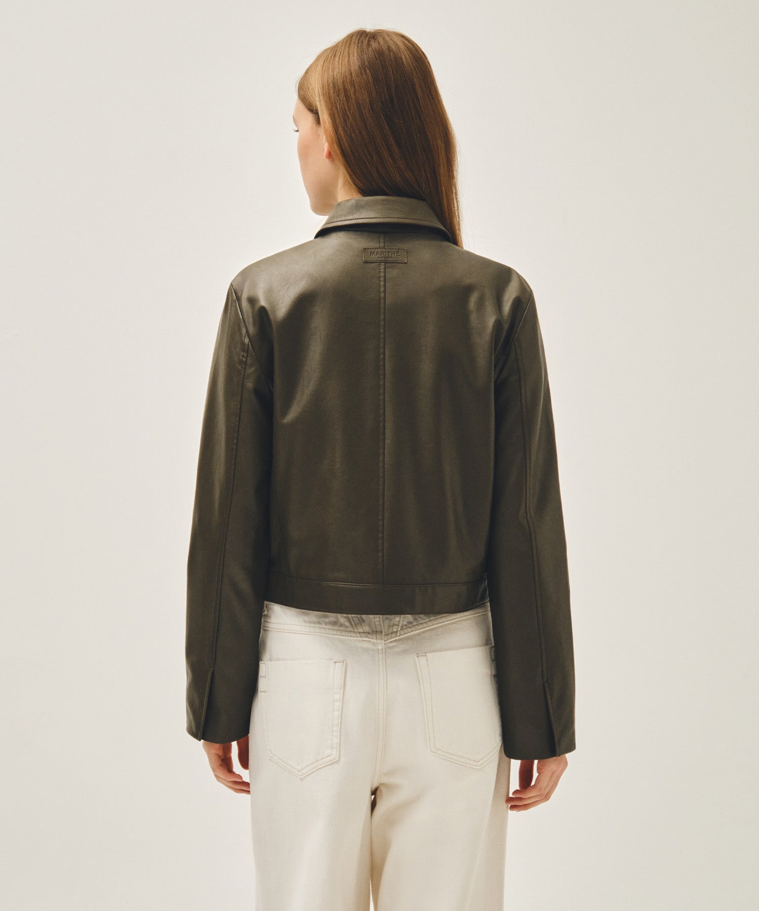 Marithe & Francois Girbaud - Crop Faux Leather Jacket (Khaki) product image 6 | TRAB K-Fashion Australia