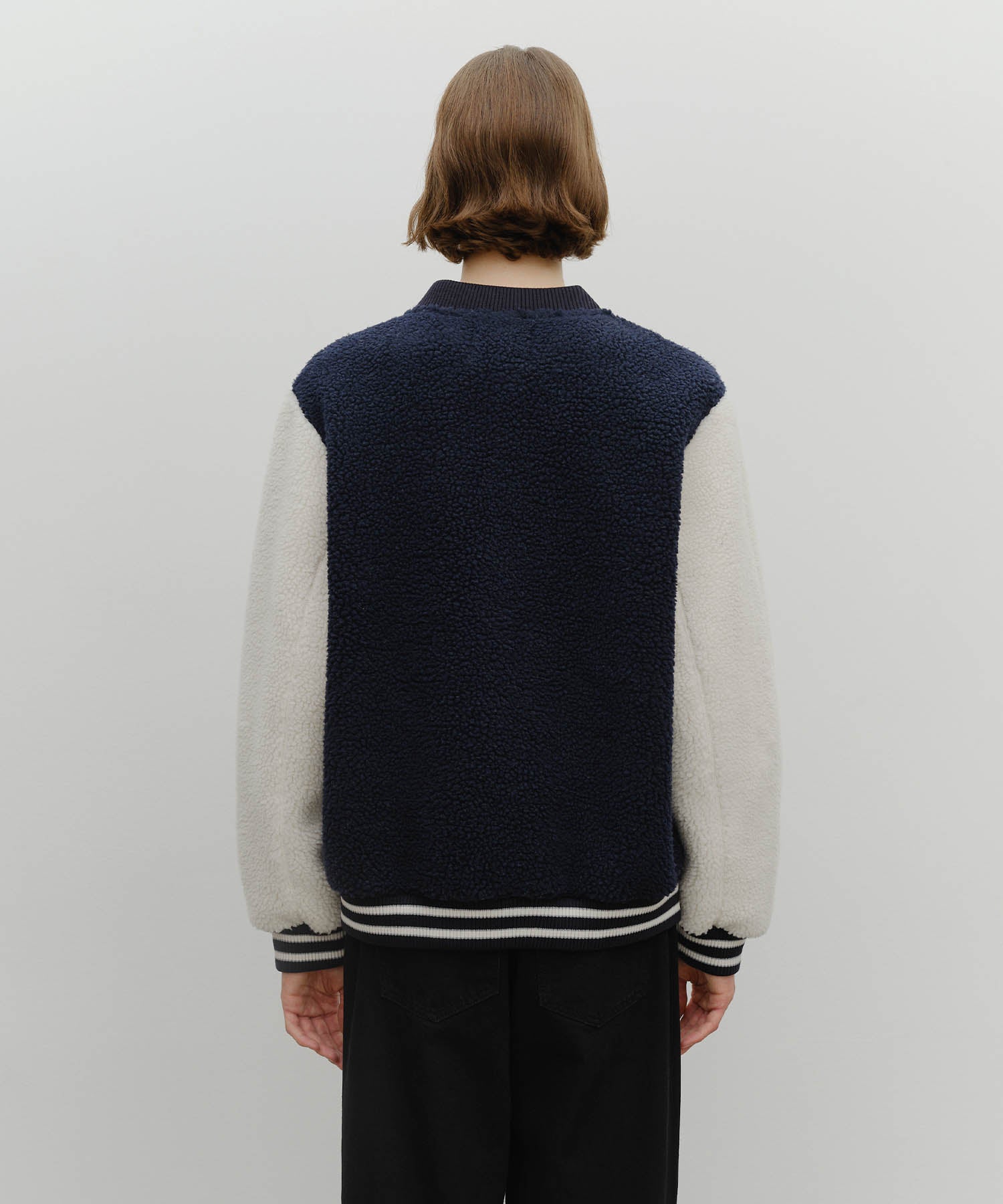 Marithe & Francois Girbaud - Fleece Varsity Jacket (Ivory) product image 3 | TRAB K-Fashion Australia