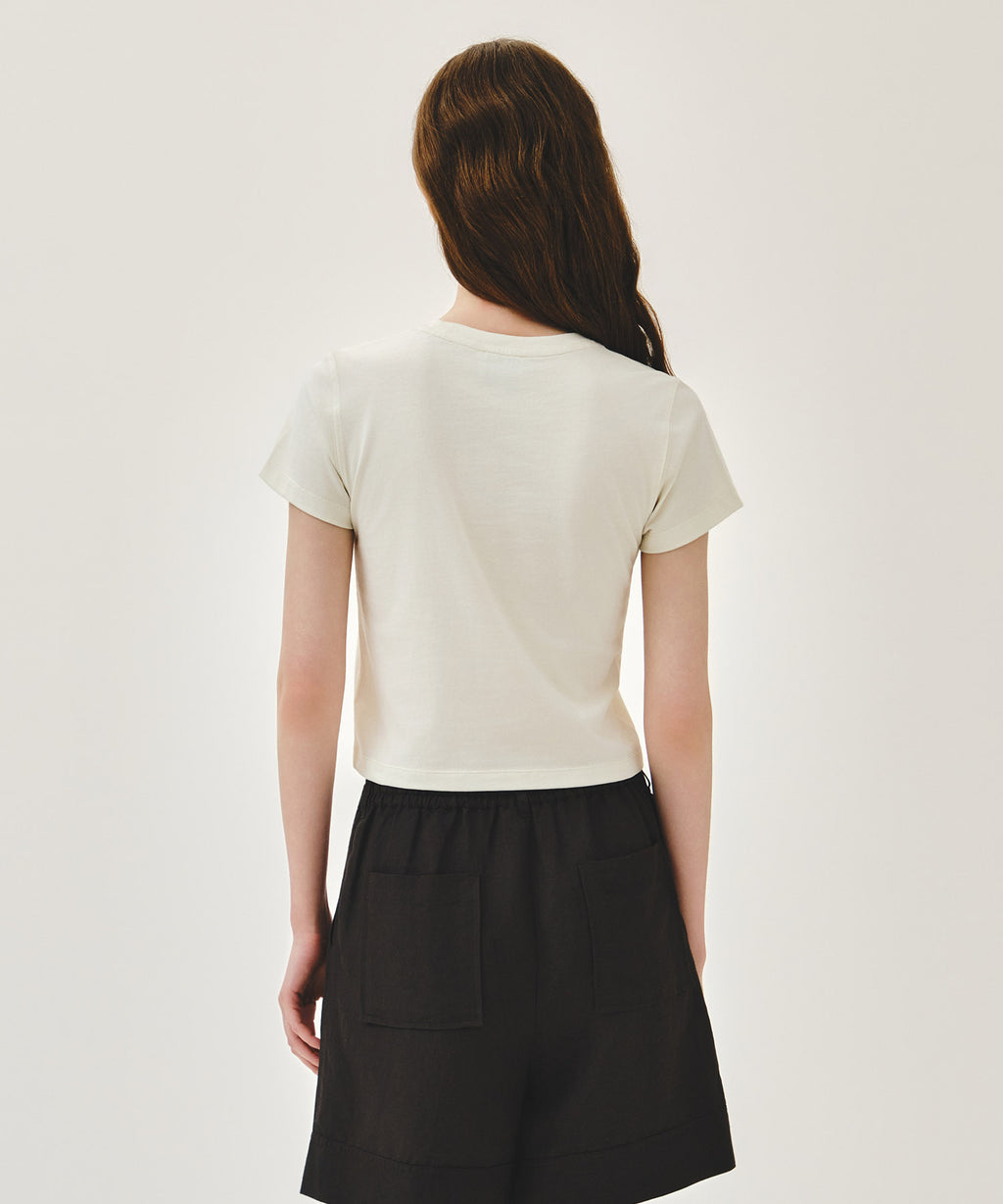 Marithe & Francois Girbaud - Small Lettering Slim Crop Tee (Ivory) product image 3 | TRAB K-Fashion Australia