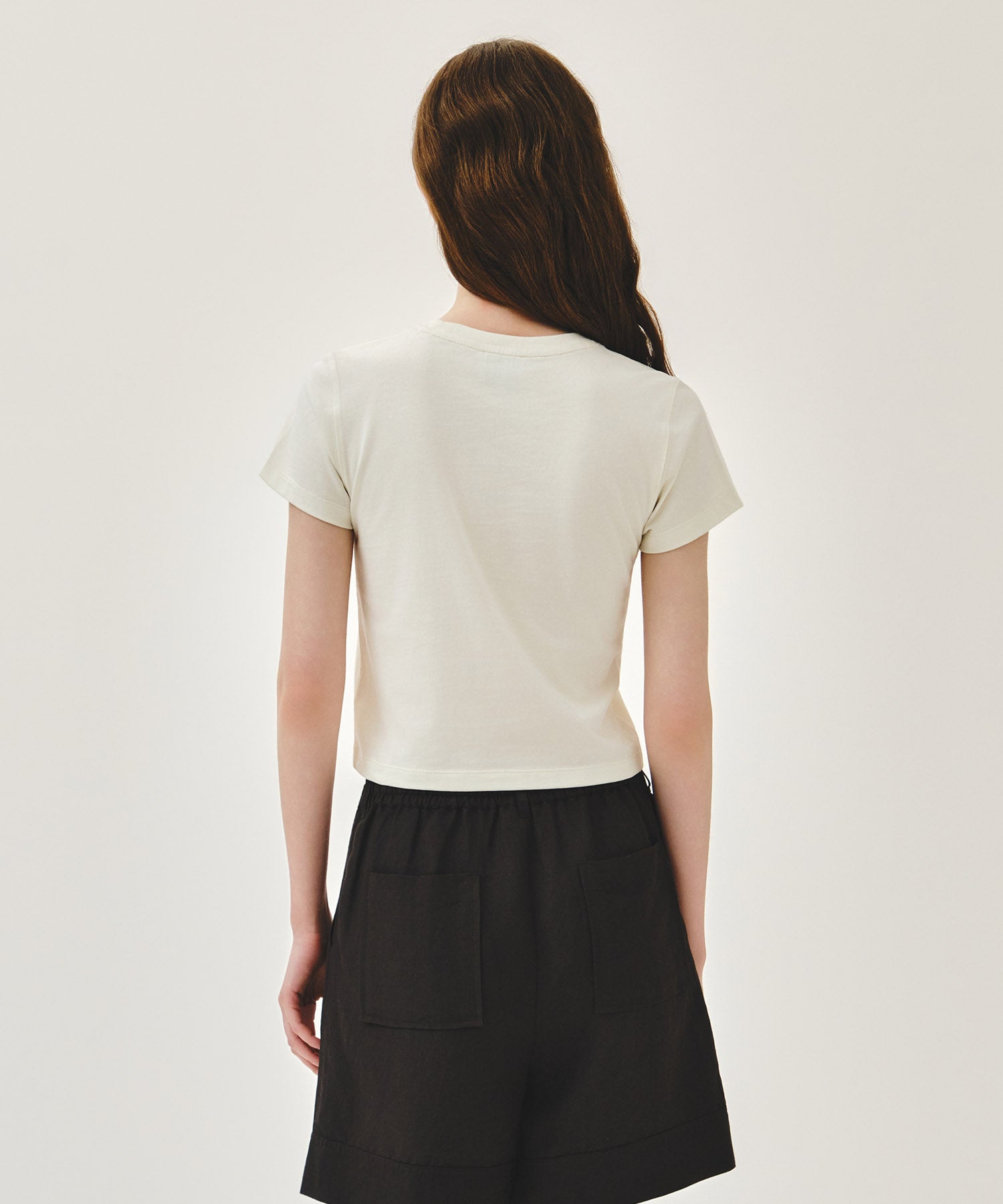 Marithe & Francois Girbaud - Small Lettering Slim Crop Tee (Ivory) product image 3 | TRAB K-Fashion Australia