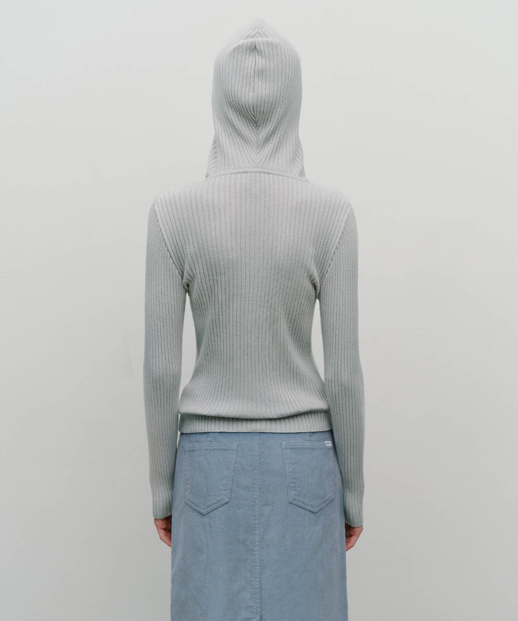 Marithe & Francois Girbaud - Balaclava Hoodie Slim Knit (Light Gray) product image 3 | TRAB K-Fashion Australia