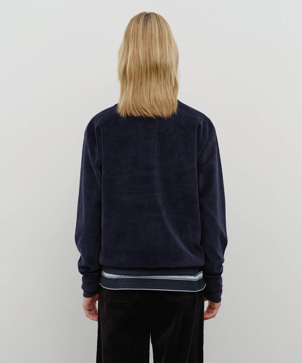 Marithe & Francois Girbaud - Classic Logo Collared Velour Sweatshirt (Navy) product image 3 | TRAB K-Fashion Australia