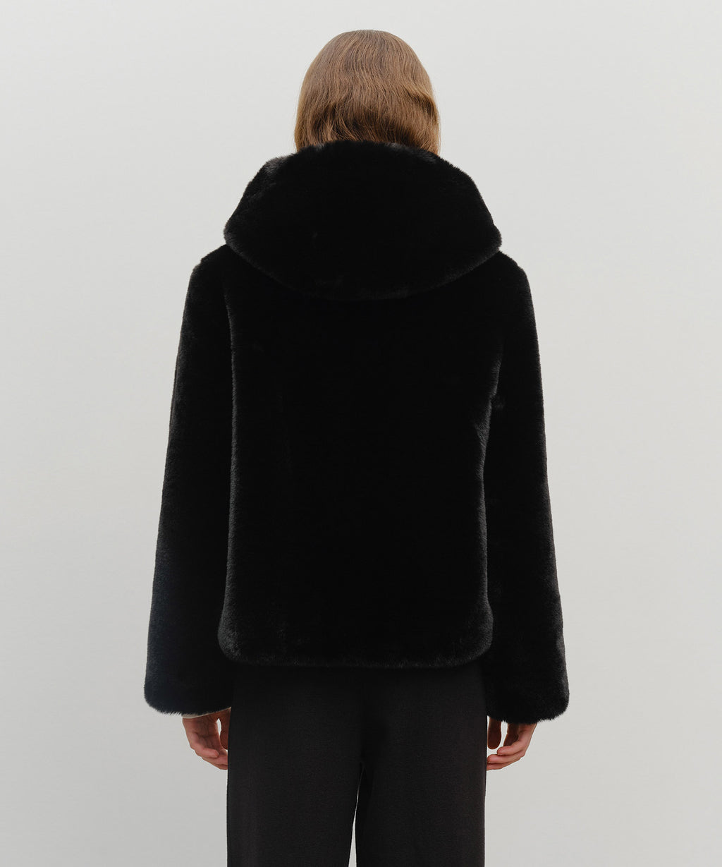 Marithe & Francois Girbaud - Hooded Faux Fur Jacket (Black) product image 3 | TRAB K-Fashion Australia