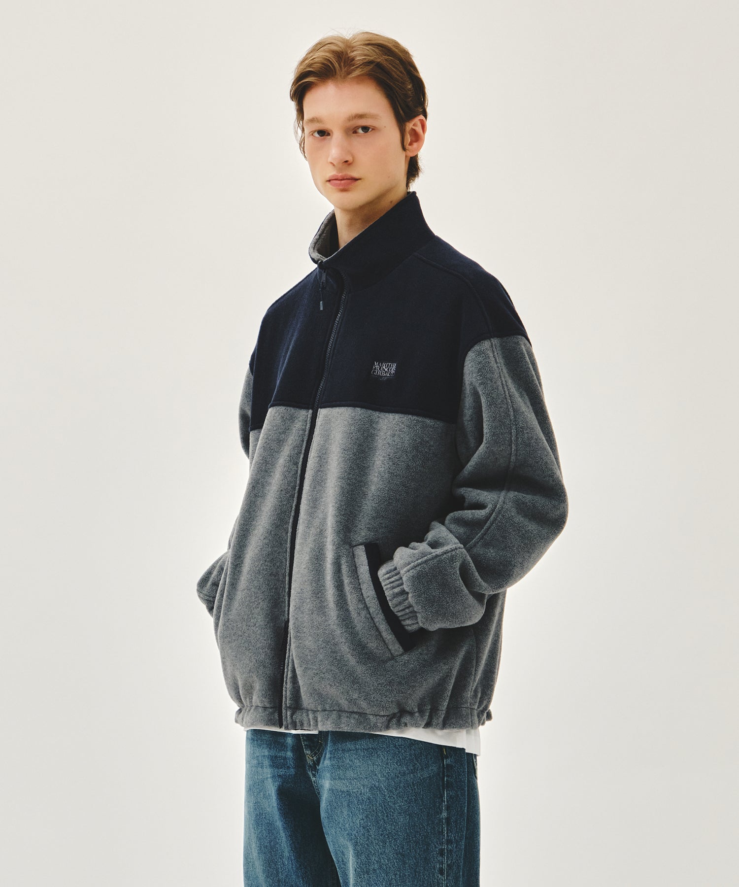 Marithe & Francois Girbaud - Classic Logo Reversible Fleece Jacket (Gray) product image 3 | TRAB K-Fashion Australia