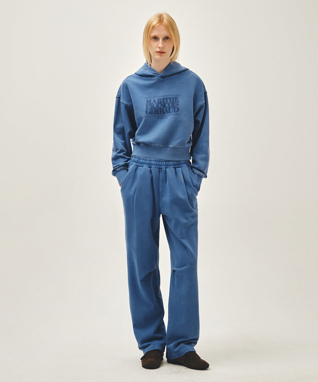 Marithe & Francois Girbaud - Outline Classic Logo Dyeing Tuck Wide Sweat Pants (Blue) product image 3 | TRAB K-Fashion Australia