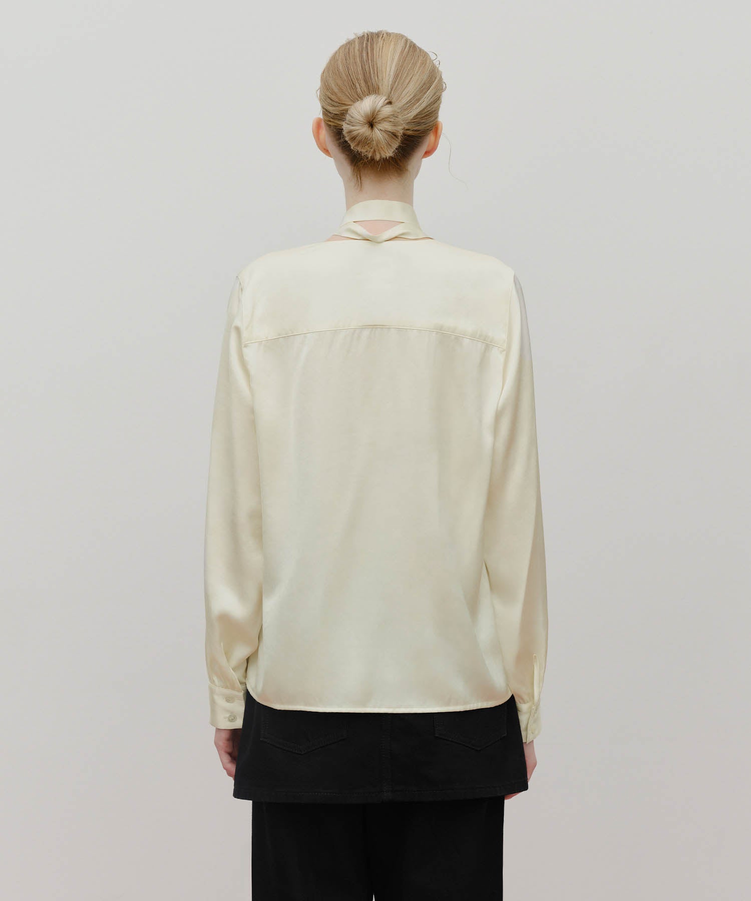 Marithe & Francois Girbaud - V-neck Tie Blouse (Ivory) product image 3 | TRAB K-Fashion Australia