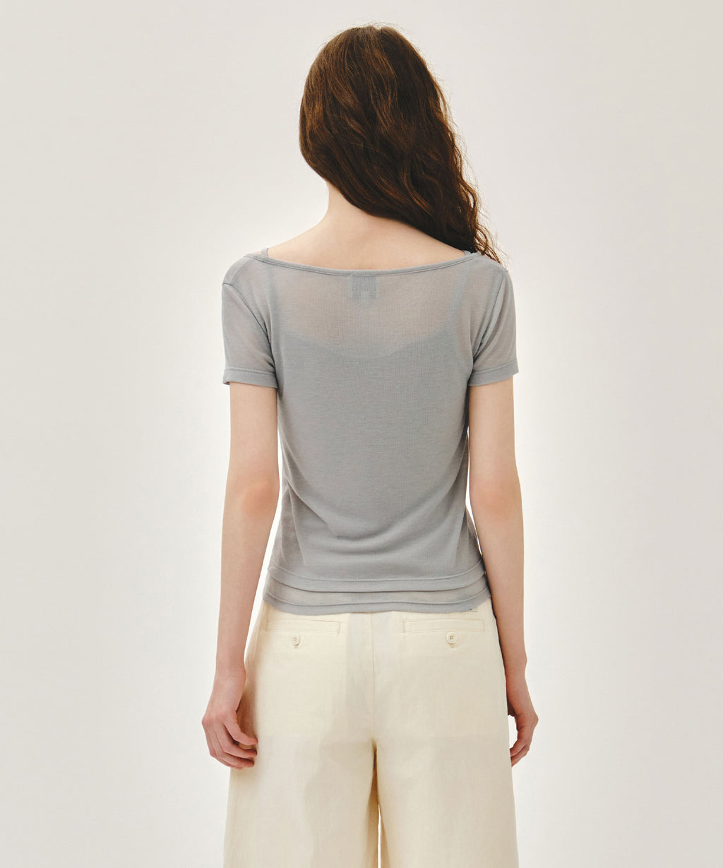 Marithe & Francois Girbaud - Small Classic Logo Sleeveless Layered Slim Crop Tee (Light Gray) product image 3 | TRAB K-Fashion Australia