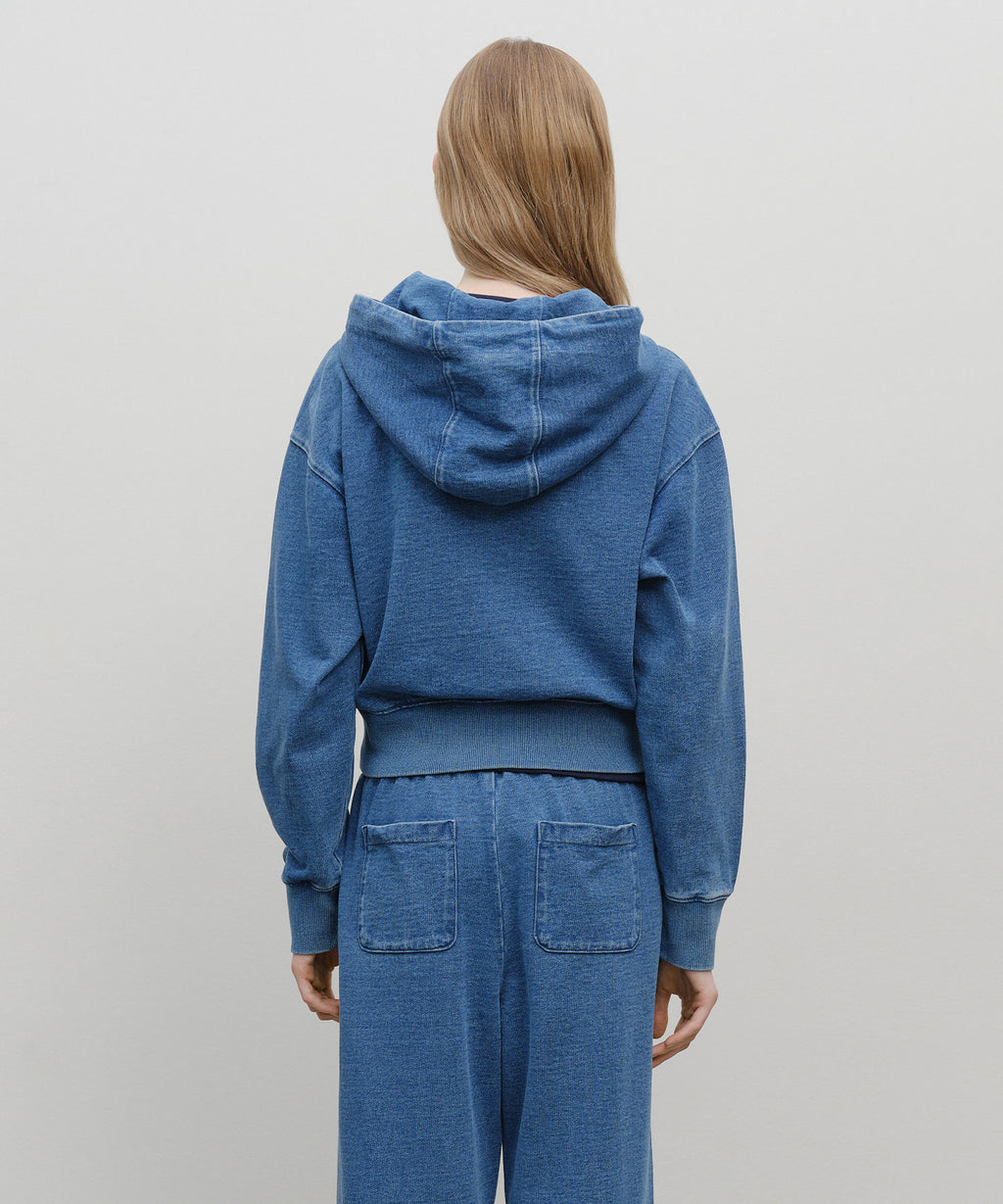 Marithe & Francois Girbaud - Embroidery Classic Logo Crop Hoodie Zipup (Blue) product image 3 | TRAB K-Fashion Australia