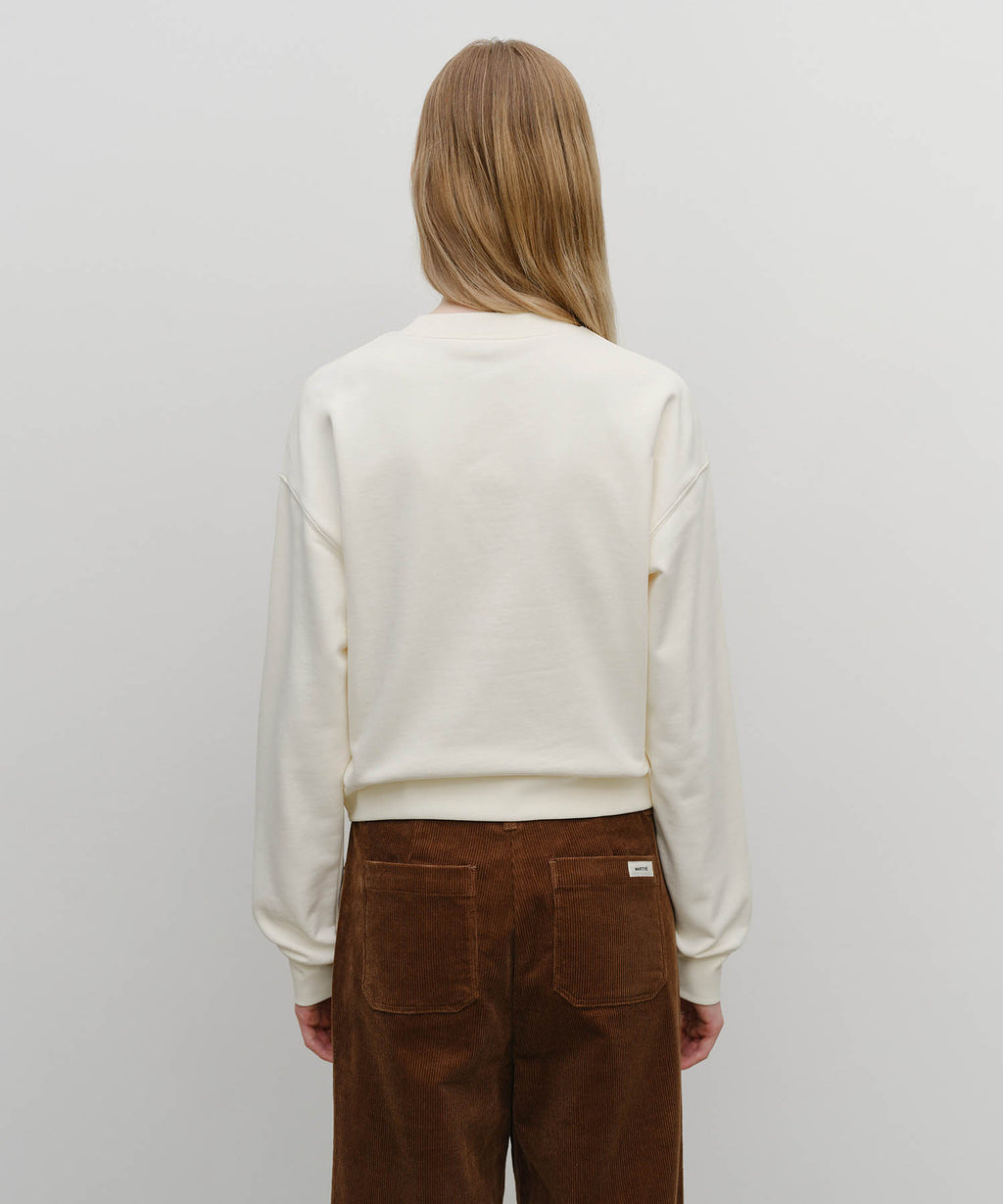 Marithe & Francois Girbaud - Doodle Bear Crop Sweatshirt (Ivory) product image 3 | TRAB K-Fashion Australia