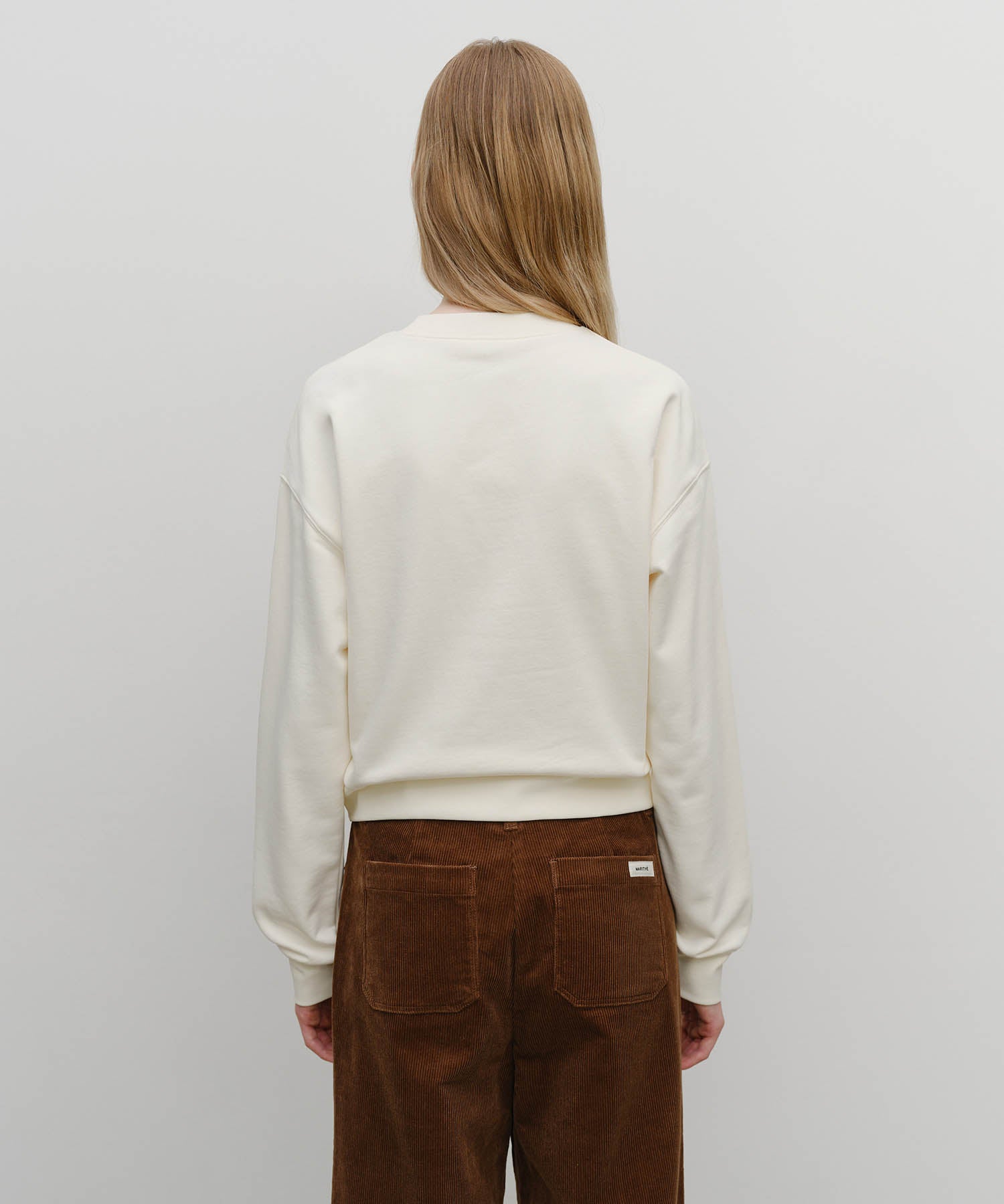 Marithe & Francois Girbaud - Doodle Bear Crop Sweatshirt (Ivory) product image 3 | TRAB K-Fashion Australia