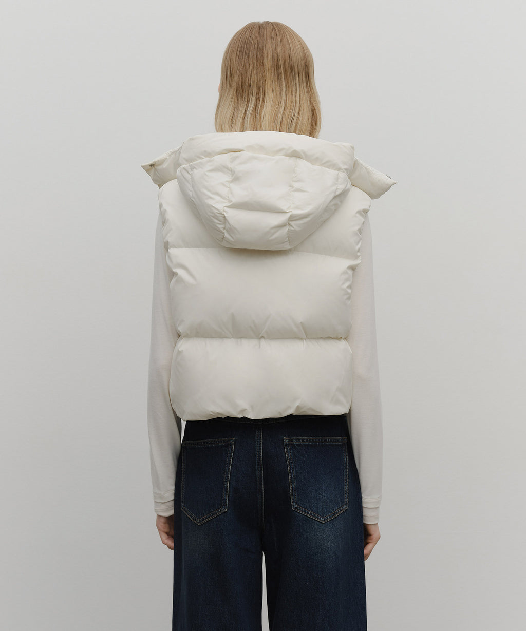 Marithe & Francois Girbaud - Circle Logo Crop Hooded Down Vest (Ivory) product image 3 | TRAB K-Fashion Australia