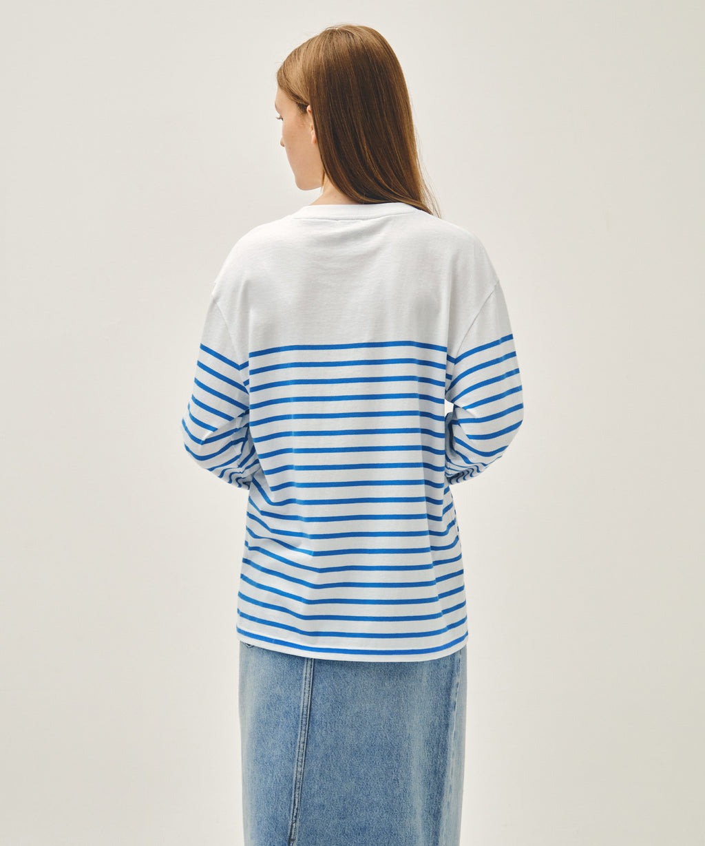 Marithe & Francois Girbaud - Block Stripe Long Sleeve Tee (Blue) product image 3 | TRAB K-Fashion Australia