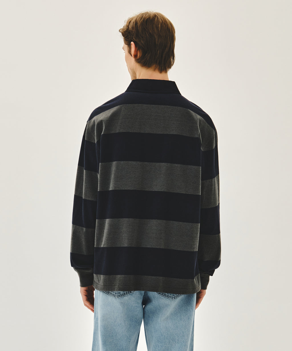Marithe & Francois Girbaud - Washed Denim Collar Long Sleeve Tee (Charcoal) product image 3 | TRAB K-Fashion Australia