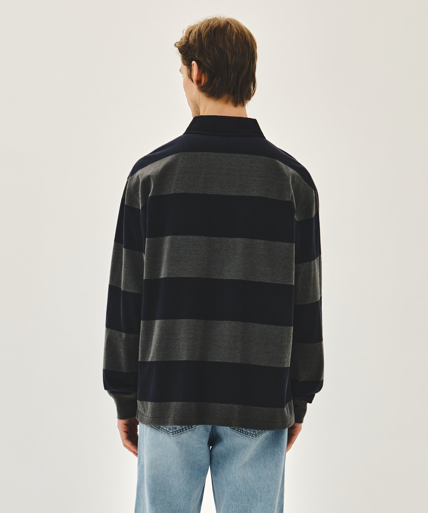 Marithe & Francois Girbaud - Washed Denim Collar Long Sleeve Tee (Charcoal) product image 3 | TRAB K-Fashion Australia