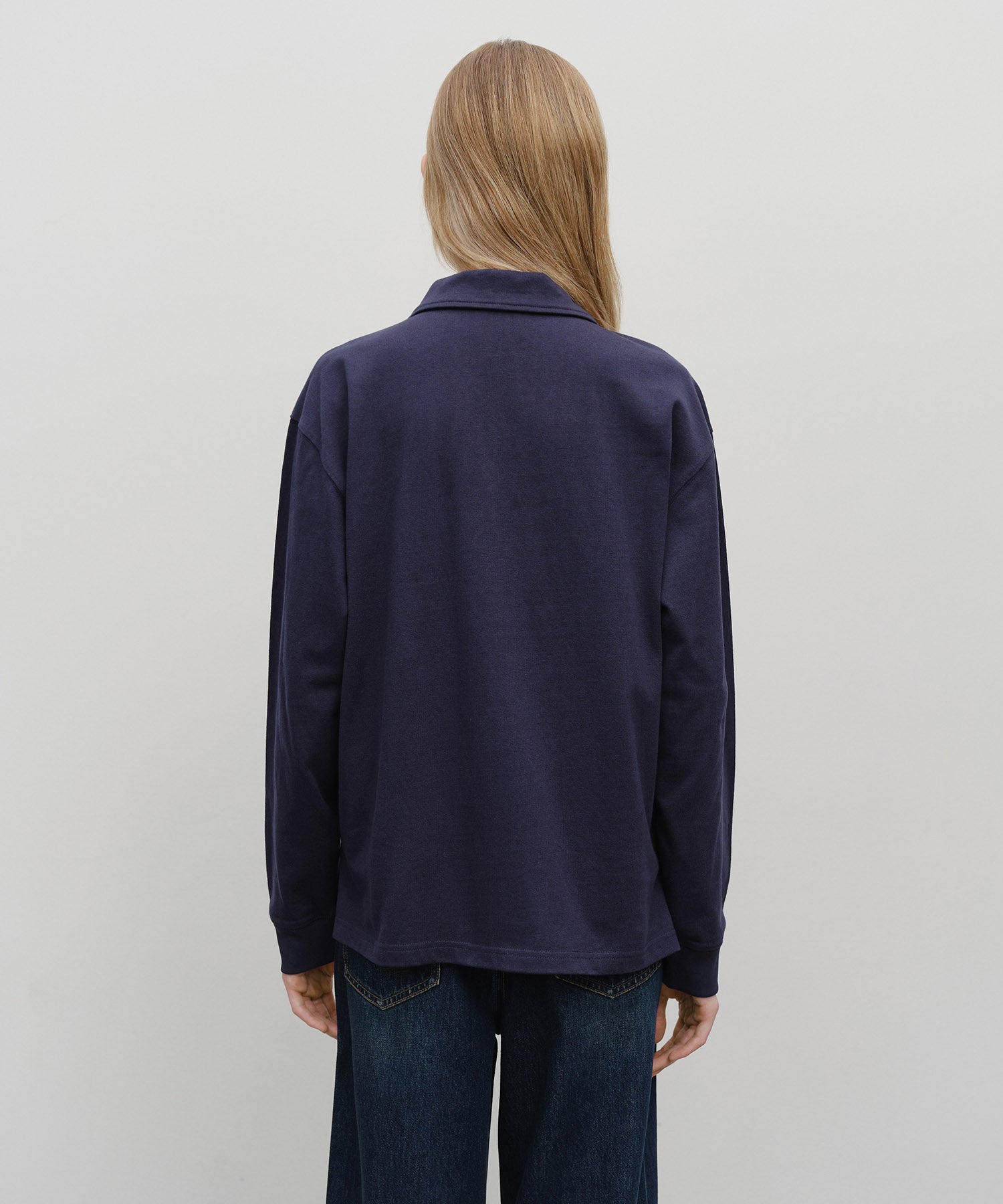 Marithe & Francois Girbaud - Crest Logo Jersey Polo Long Sleeve (Navy) product image 3 | TRAB K-Fashion Australia