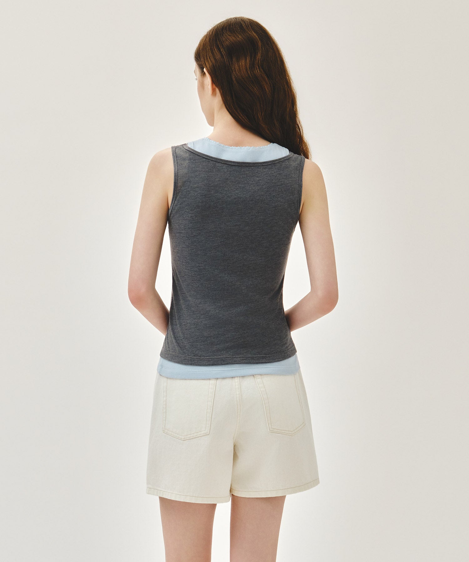 Marithe & Francois Girbaud - [Pre-order – Ships 7 Jul] Layered Sleeveless (Heather Charcoal) product image 6 | TRAB K-Fashion Australia