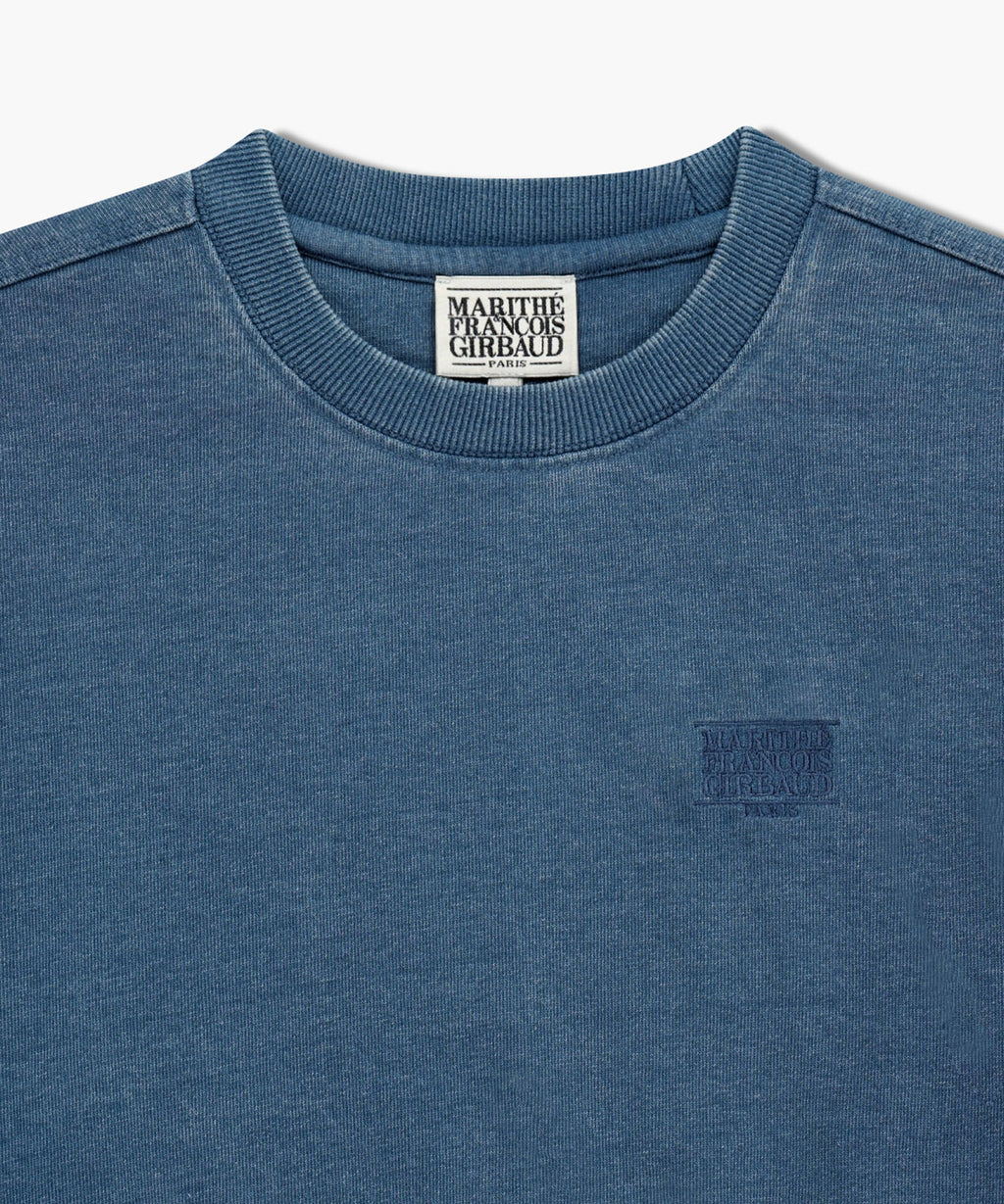 Marithe & Francois Girbaud - Classic Logo Garment Dyed Crop Sweatshirt (Blue) product image 3 | TRAB K-Fashion Australia