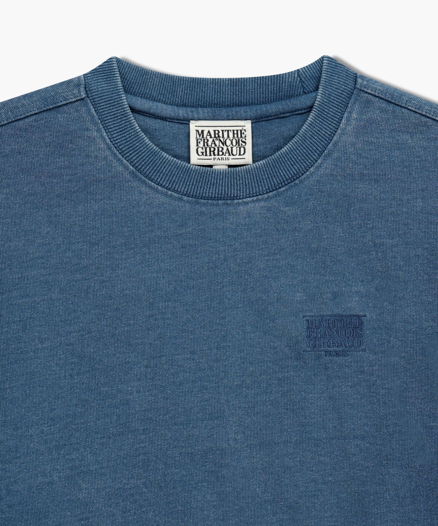 Marithe & Francois Girbaud - Classic Logo Garment Dyed Crop Sweatshirt (Blue) product image 3 | TRAB K-Fashion Australia