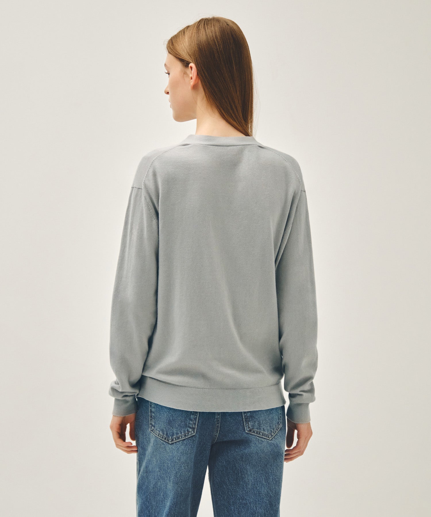 Marithe & Francois Girbaud - Small Classic Logo V-neck Knit Cardigan (Gray) product image 3 | TRAB K-Fashion Australia