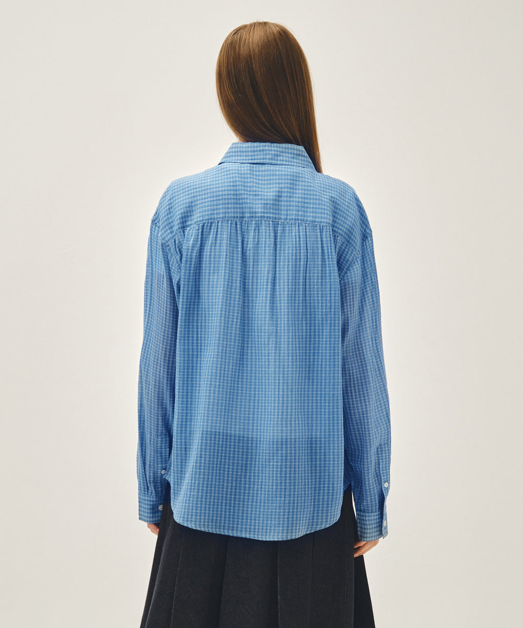 Marithe & Francois Girbaud - Pattern Sheer Shirt (Blue) product image 3 | TRAB K-Fashion Australia