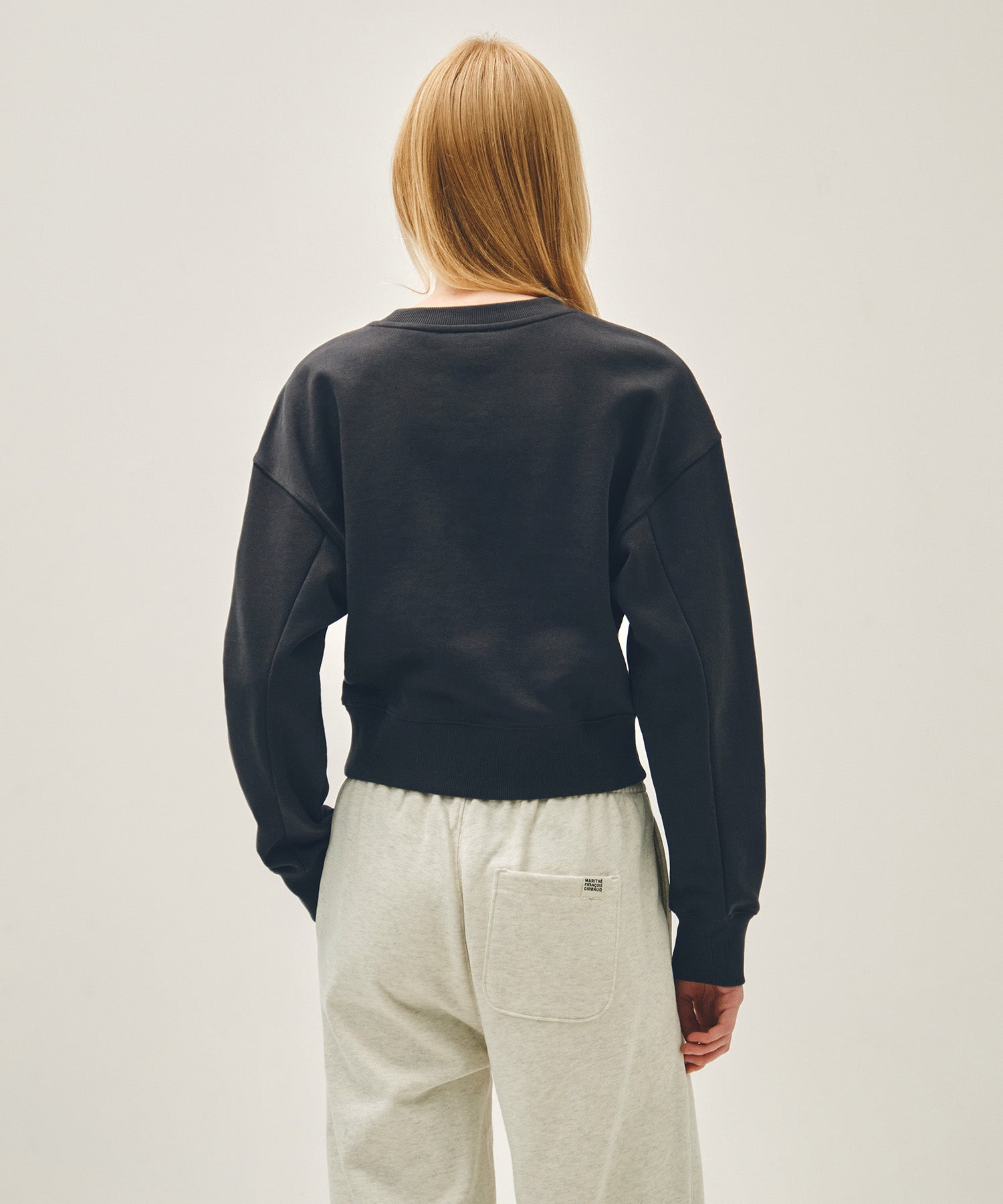 Marithe & Francois Girbaud - Flower Classic Logo Crop Sweatshirt (Charcoal) product image 3 | TRAB K-Fashion Australia