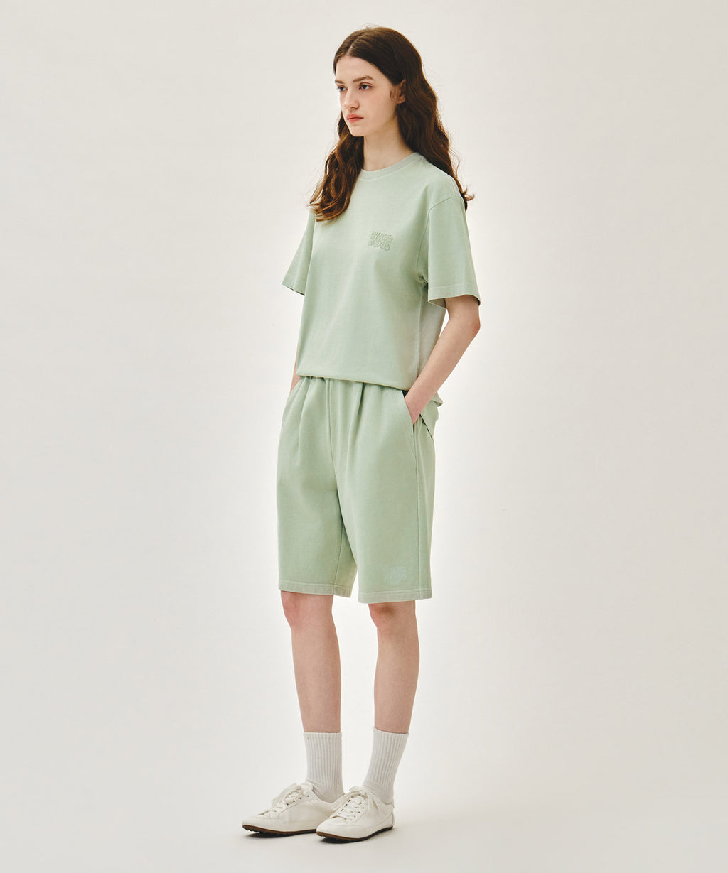 Marithe & Francois Girbaud - Outline Classic Logo Dyeing Bermuda Sweat Shorts (Mint) product image 3 | TRAB K-Fashion Australia