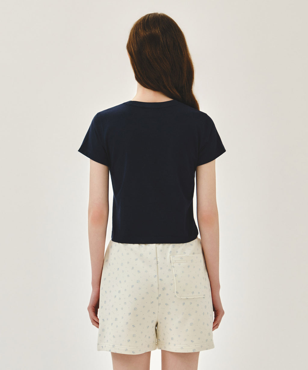 Marithe & Francois Girbaud - Small Lettering Slim Crop Tee (Navy) product image 3 | TRAB K-Fashion Australia