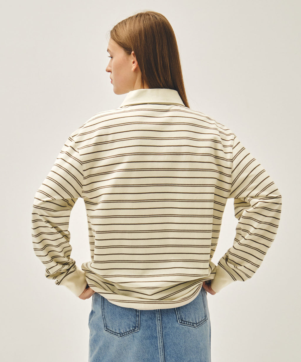 Marithe & Francois Girbaud - Stripe Pique Long Sleeve Tee (Ivory) product image 3 | TRAB K-Fashion Australia