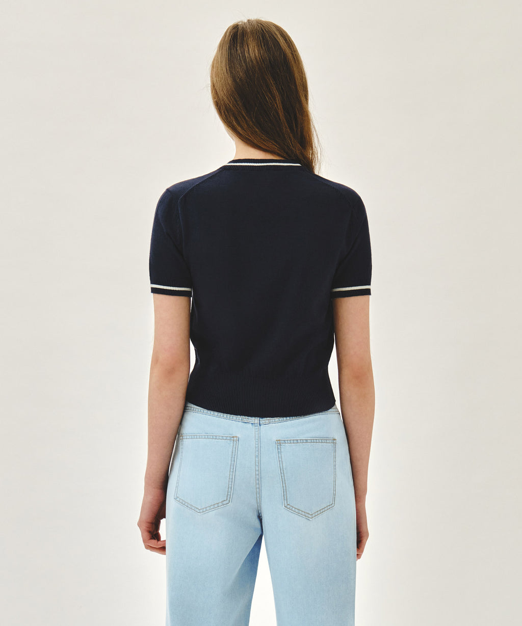 Marithe & Francois Girbaud - Circle Logo Half Knit Pullover (Navy) product image 3 | TRAB K-Fashion Australia