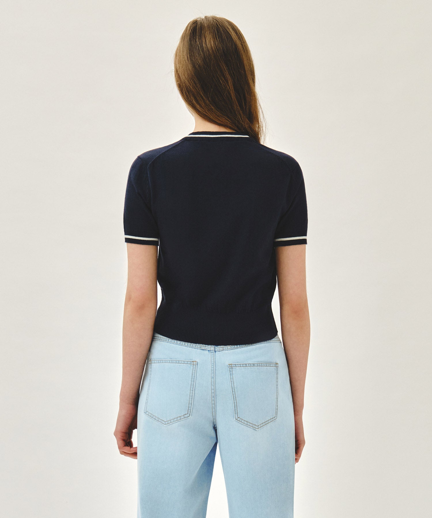 Marithe & Francois Girbaud - Circle Logo Half Knit Pullover (Navy) product image 3 | TRAB K-Fashion Australia