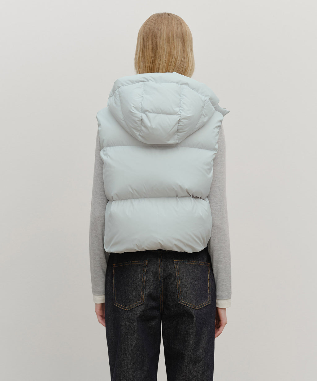 Marithe & Francois Girbaud - Circle Logo Crop Hooded Down Vest (Mint Gray) product image 3 | TRAB K-Fashion Australia