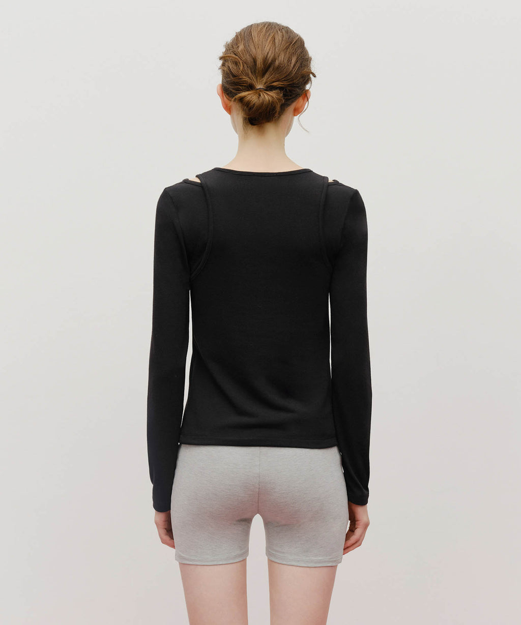 Marithe & Francois Girbaud - Layered Jersey Long Sleeve (Black) product image 3 | TRAB K-Fashion Australia