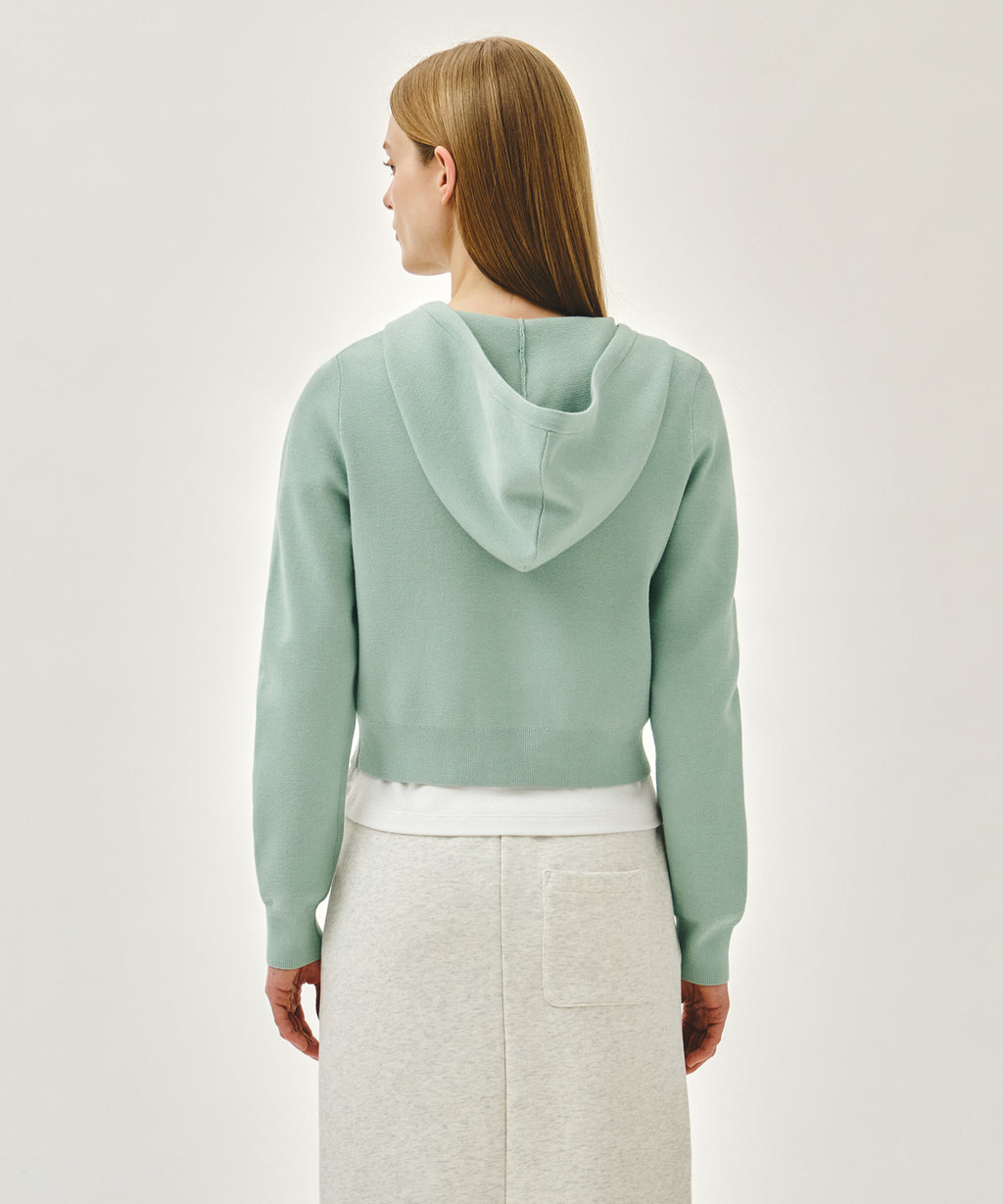 Marithe & Francois Girbaud - Small Classic Logo Crop Knit Hoodie Zipup (Mint) product image 3 | TRAB K-Fashion Australia