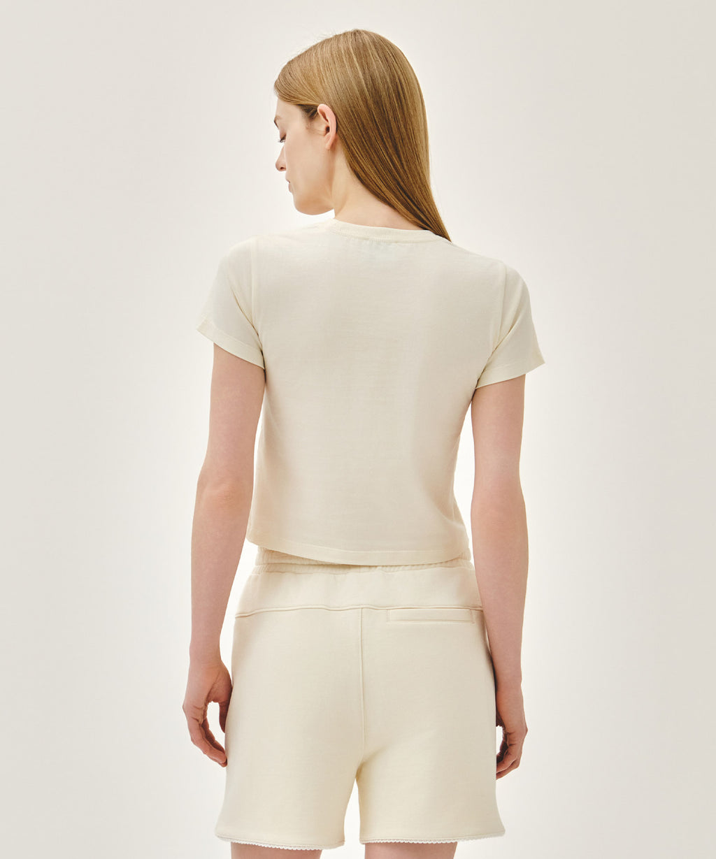 Marithe & Francois Girbaud - Antique Classic Logo Slim Crop Tee (Cream) product image 3 | TRAB K-Fashion Australia