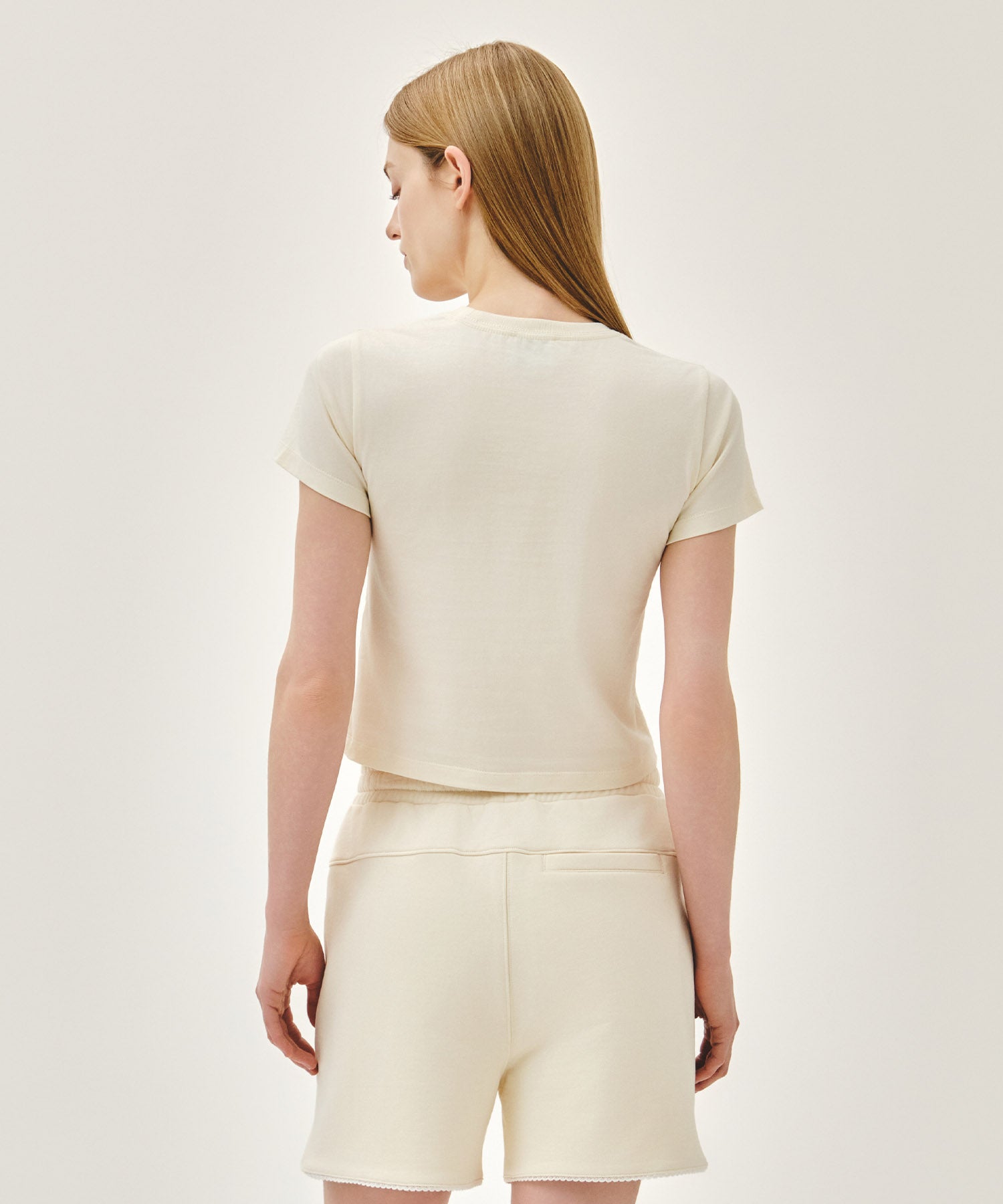 Marithe & Francois Girbaud - Antique Classic Logo Slim Crop Tee (Cream) product image 3 | TRAB K-Fashion Australia