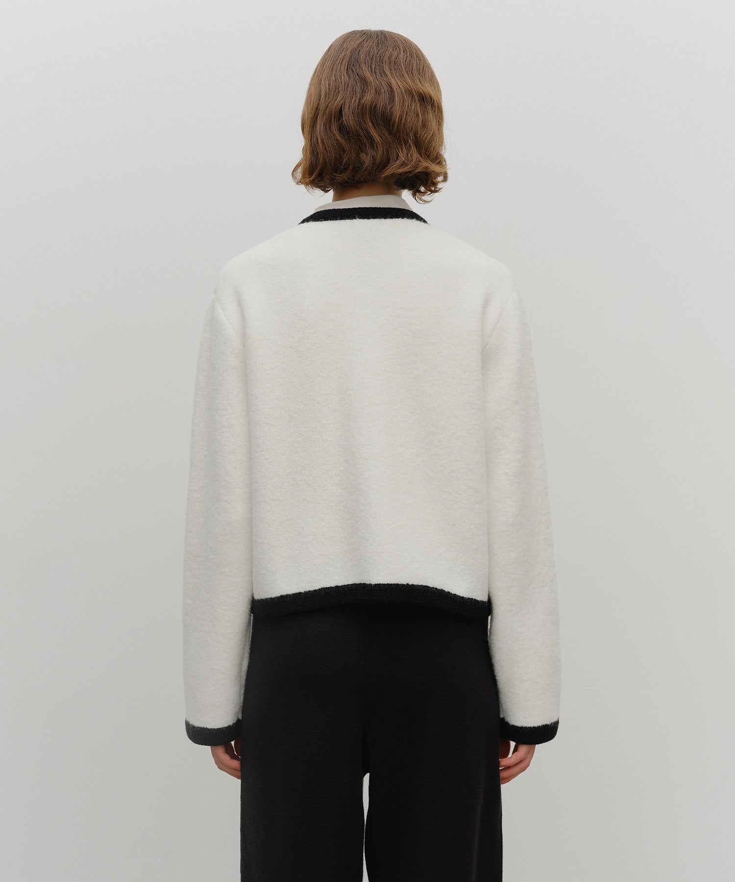 Marithe & Francois Girbaud - Boucle Knit Round Neck Cardigan (Ivory) product image 3 | TRAB K-Fashion Australia