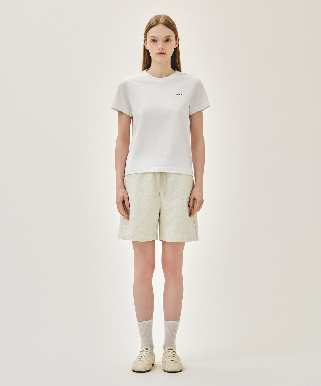 Marithe & Francois Girbaud - Classic Logo Sweat Shorts (Oatmeal) product image 5 | TRAB K-Fashion Australia