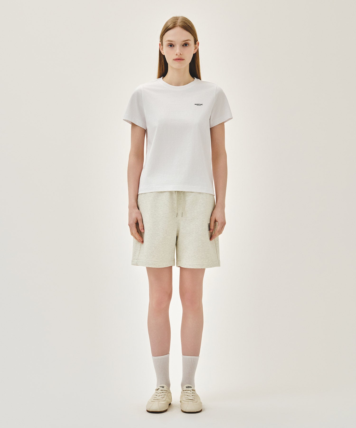 Marithe & Francois Girbaud - Classic Logo Sweat Shorts (Oatmeal) product image 5 | TRAB K-Fashion Australia
