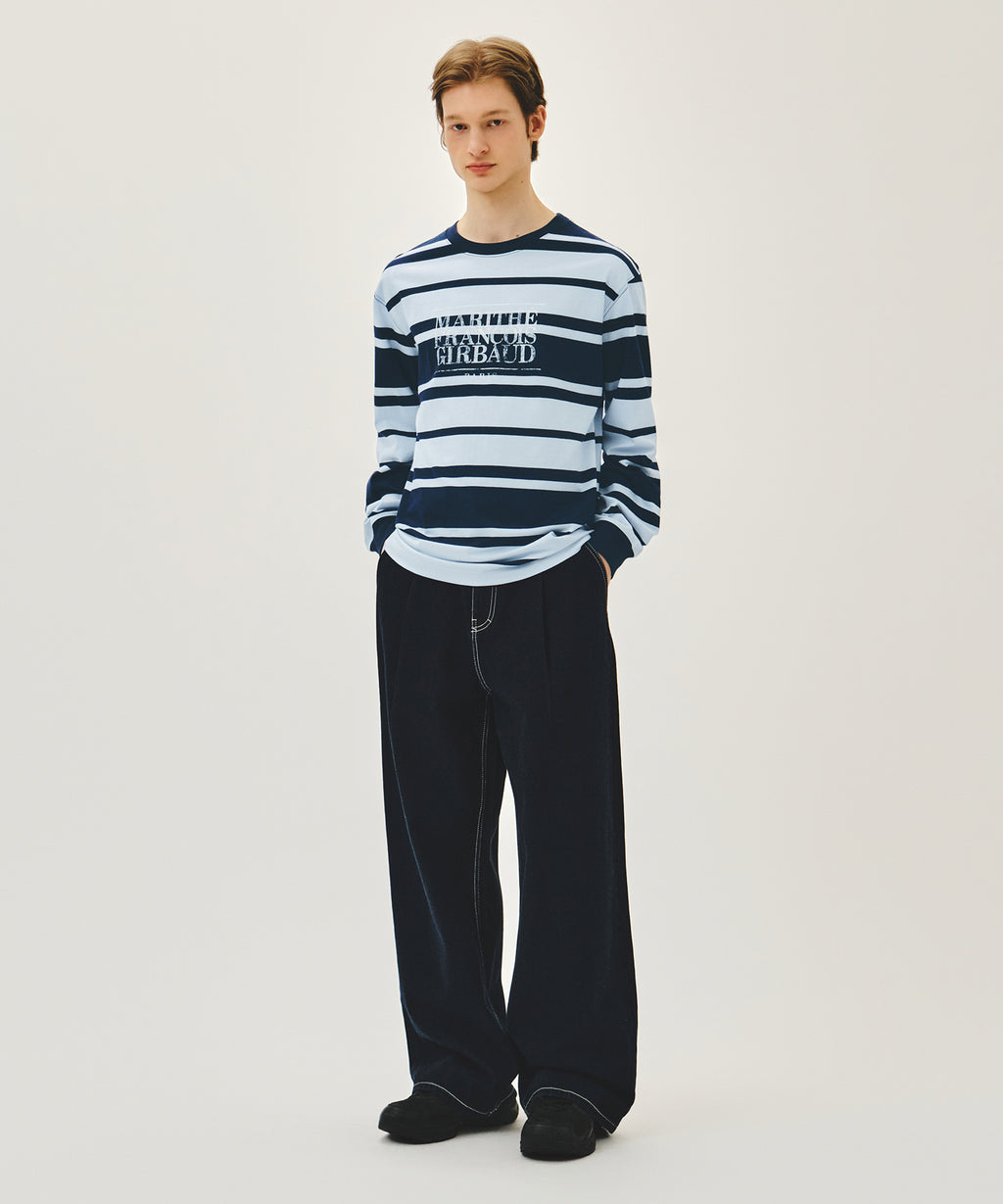 Marithe & Francois Girbaud - New M Low-waist Tuck Wide Denim Pants (Dark Blue) product image 3 | TRAB K-Fashion Australia